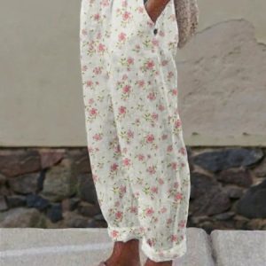 Casual Floral Long Pant, Pants, color:As Picture|size:XXL, catalog Noracora shop