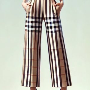 Urban Plaid Wide Leg Pants With Belt, Pants, color:As Picture|size:XXL, Stylewe