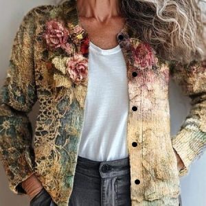 Ethnic Crew Neck Psychedelic Art Cardigan, Cardigans, Lilicloth.com