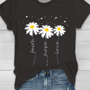 Women Floral Short Sleeve Tee T-shirt Crew Neck Printing Casual Summer Graphic Tee Top, JustFashionNow T-Shirts, color:Black|size:XXL,