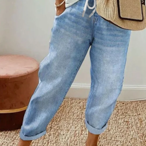 Women's Faux Denim Print Graphic Ankle Pants Pant Vintage Spring/Fall Trousers, JustFashionNow Pants, color:Blue|size:4XL,