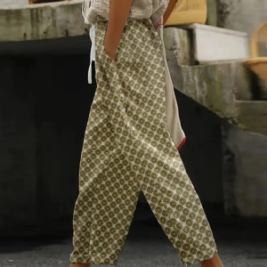 Women Geometric Long Pants Casual Spring/Fall Trousers, JustFashionNow Pants, color:As Picture|size:5XL,