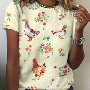 Chicken Vintage Print T-Shirt, T-shirts, Lilicloth.com