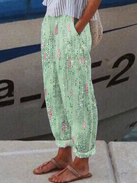 Women Abstract Stripes Long Pant Casual Spring/Fall Trousers, JustFashionNow Pants, color:Green|size:5XL,