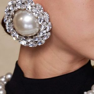 Elegant  Pearl Hoop, Earrings, color:Silver|size:One-size, Stylewe