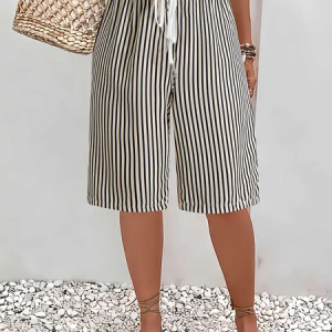 Women Striped Fifth Pants Pant Casual Summer Trousers, JustFashionNow Pants, color:Black|size:XXL,