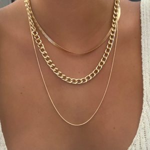 Geometric Cuban Chunky Chain Necklace Three Layer Boho Chokers, women Necklace & Pendant, ChicMe catalog