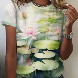 Vintage Flower lotus Print T-Shirt, T-shirts, Lilicloth.com