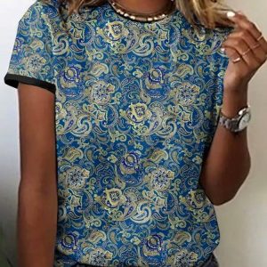 Vintage Animal Crew Neck Short Sleeve T-shirt, T-shirts, color:Navyblue|size:4XL, catalog Noracora shop
