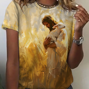 Jesus Credit Art Illustration Print Cotton T-Shirt, T-shirts, Lilicloth.com