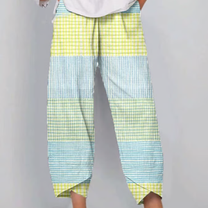 Women Striped Capris Pants Casual Summer Trousers, JustFashionNow Pants, color:As Picture|size:5XL,