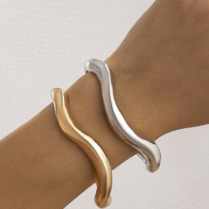 2PCS Irregular Chunky Bracelet Minimalist Open Cuff Bangle Bracelets, women Bracelet, ChicMe catalog