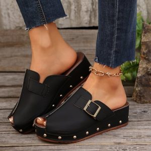 Vintage Plain Hook And Loop High Heel Gladiator Beaded, Sandals, color:Black|size:43, catalog Noracora shop