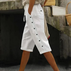 Women Plain Fifth Pants Pant Casual Summer Trousers, JustFashionNow Pants, color:White|size:4XL,
