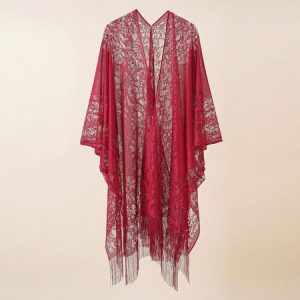 Women Lace Spring/Fall Cover-up Sexy Lightweight Cardigan, JustFashionNow Cardigans, color:Wine Red|size:One-size,