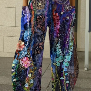 Casual Floral Long Pant, Pants, color:As Picture|size:4XL, catalog Noracora shop
