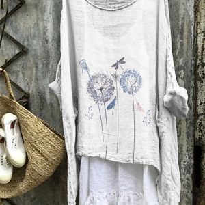 Women Floral Crew Neck Long Sleeve Comfy Casual Midi Dress, Midi, color:White|size:5XL, catalog Noracora shop