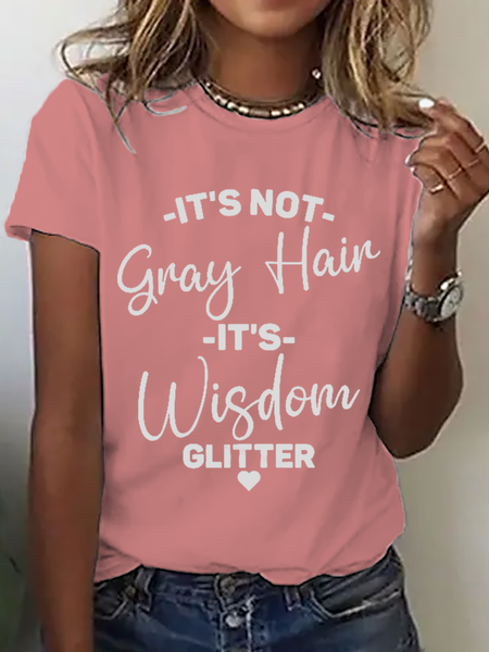 It's Not Gray Hair It's Wisdom Glitter Cotton T-Shirt, T-shirts, Lilicloth.com