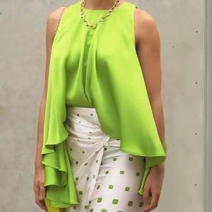Elegant Loosen Irregular Craftsmanship Crew Neck Tank Top, Tanks and Camis, color:Green|size:XXL, Stylewe