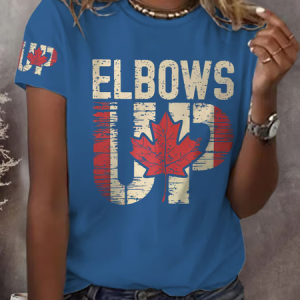 Women's Retro Canada Elbows Up Print T-Shirt, T-shirts, Lilicloth.com