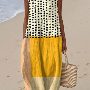 Women Geometric Summer Dress Crew Neck Sleeveless A-Line Dress, Dresses, color:As Picture|size:4XL, catalog Noracora shop