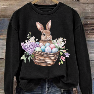 Women's Easter Bunny Print Casual Sweatshirt, Hoodies&Sweatshirts, Lilicloth.com
