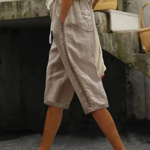 Women Geometric Fifth Pants Pant Casual Summer Trousers, JustFashionNow Pants, color:Khaki|size:4XL,
