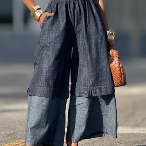 Casual Denim Split Joint Loose Jeans, Jeans, color:Denim Blue|size:XXL, Stylewe