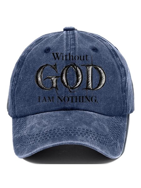 Unisex Distressed Washed Cotton Retro Faith Print Hat, Men's Hats, Lilicloth.com