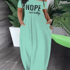 Plus Size Nope Not Today Print Pocket Design Maxi Dress, women Maxi Dresses, ChicMe catalog