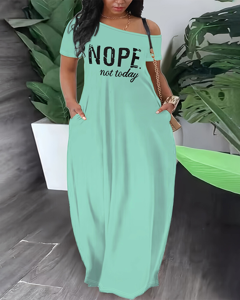 Plus Size Nope Not Today Print Pocket Design Maxi Dress, women Maxi Dresses, ChicMe catalog