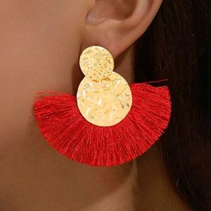 Metallic Tassel Dangle Earrings Bohemia Fan Shaped Earrings For Daily Wear Party, women Earrings, ChicMe catalog