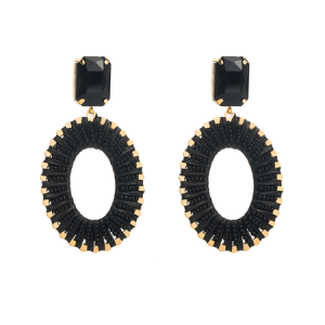 Summer fresh leisure holiday handmade rice bead earrings, Earrings, color:Black, Stylewe