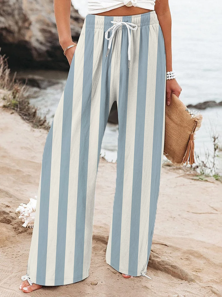 Women Striped Long Pant Casual Spring/Fall Trousers, JustFashionNow Pants, color:Blue|size:4XL,