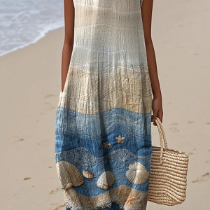 Women Chevron Summer Dress Crew Neck Sleeveless A-Line Dress, Dresses, color:As Picture|size:4XL, catalog Noracora shop