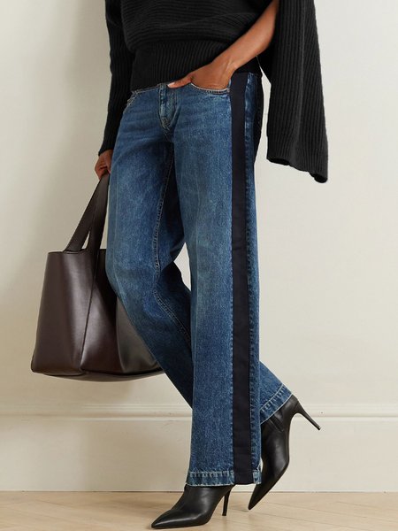 Urban Color Block Regular Fit Jeans, Jeans, color:Blue|size:XXL, Stylewe