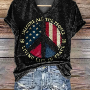 Casual America Flag Printing Crew Neck Short Sleeve T-shirt, T-shirts, color:Black|size:4XL, catalog Noracora shop