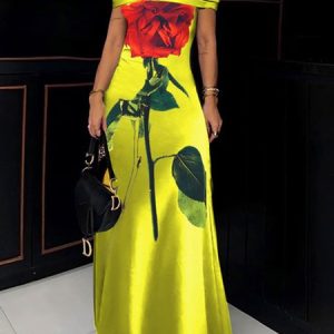 Printing Urban Floral Dress, Maxi Dresses, color:As Picture|size:XXL, Stylewe