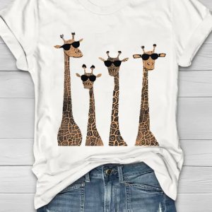 Women Deer Short Sleeve Tee T-shirt Crew Neck Printing Casual Summer Graphic Tee Top, JustFashionNow T-Shirts, color:White|size:XXL
