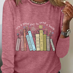 Its A Good Day To Read A Book Casual Long Sleeve Shirt, Long sleeves, Lilicloth.com
