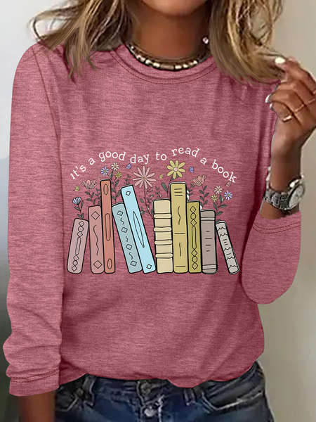 Its A Good Day To Read A Book Casual Long Sleeve Shirt, Long sleeves, Lilicloth.com