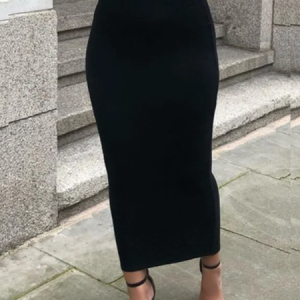Plus Size Tight High Elasticity Plain Urban Tight Maxi Skirt, Plus Skirts, color:Black|size:4X, Stylewe