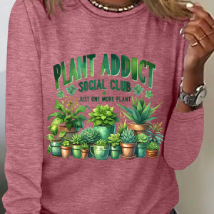 Plant Addict Social Club Casual Long Sleeve Shirt, Long sleeves, Lilicloth.com