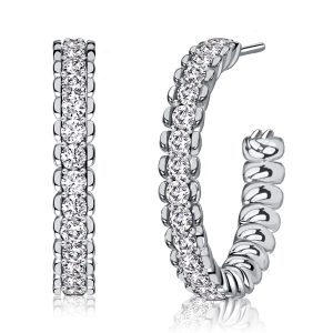 earrings - Classic Round Cut White Hoop Earrings, Italo jewelry - Online Catalog