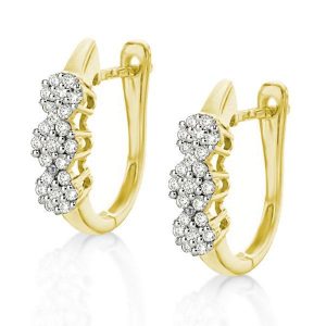earrings - Round Cut Flower Gold Hoop Earrings, Italo jewelry - Online Catalog