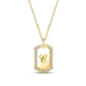 necklaces - Italo Tag Signet Pendant Initial Personalized Necklace For Women, Italo jewelry - Online Catalog