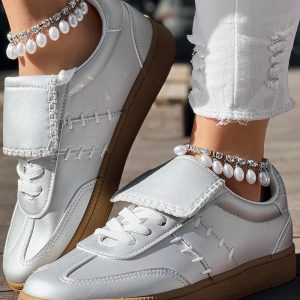 Colorblock Round Toe Lace-up Casual Sneakers, women Sneakers, ChicMe catalog