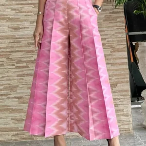 Elegant Random Print Wide Leg Pants, Pants, color:Pink|size:XXL, Stylewe