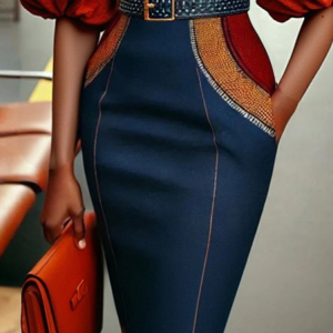 Urban Printing Abstract Geometry Midi Skirt, Skirts, color:As Picture|size:XXL, Stylewe