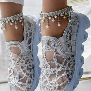 Sequin Decor Sheer Mesh Breathable Sneakers, women Sneakers, ChicMe catalog